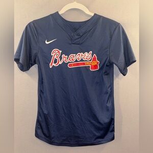 Nike Navy Blue Atlanta braves Sports Jersey women’s small MLB baseball summer